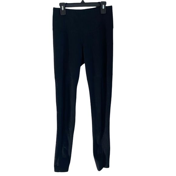 Lucy Small Leggings Black Solid High Rise Activewear Eyelet Panels - Picture 1 of 9